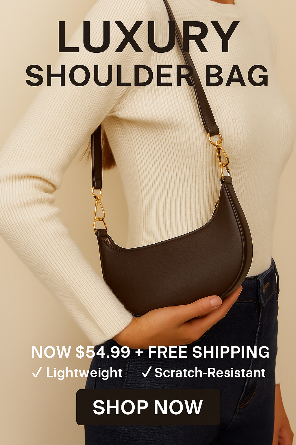 BORDIYARI.SHOULDER BAG. HALF MOON BAG.BROWN