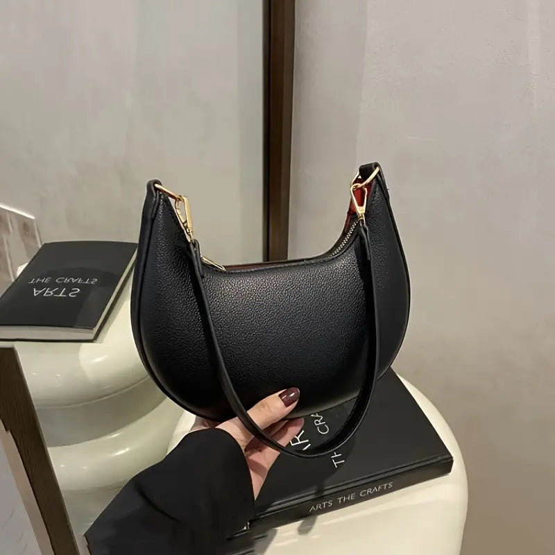 BLACK HALF MOON BAG SHOULDER BAG HAND BAG - BORDIYARI